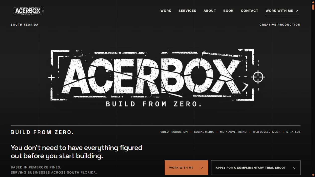 Acerbox website homepage